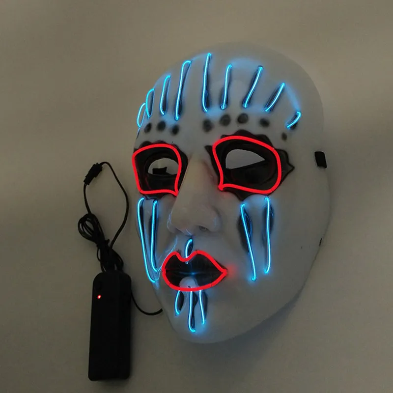 LED Maschere di Halloween EL Wire Glowing Mask Masquerade Festa di compleanno Carnevale Cosplay Maschere a pieno facciale Costumi di Halloween Regalo feste WX9-59