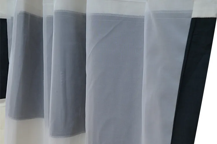 卸売 - ワンピースのみ綿黒と白の水平ストライプカーテンリビングルームのカーテンモダンスタイルカーテン