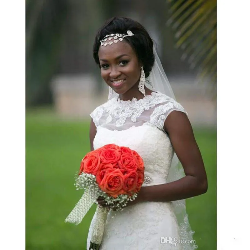 Robes De mariée sirène sud-africaines nigérianes sur mesure 2017 pleine dentelle pure col rond Sexy dos robes De mariée Robe De soirée