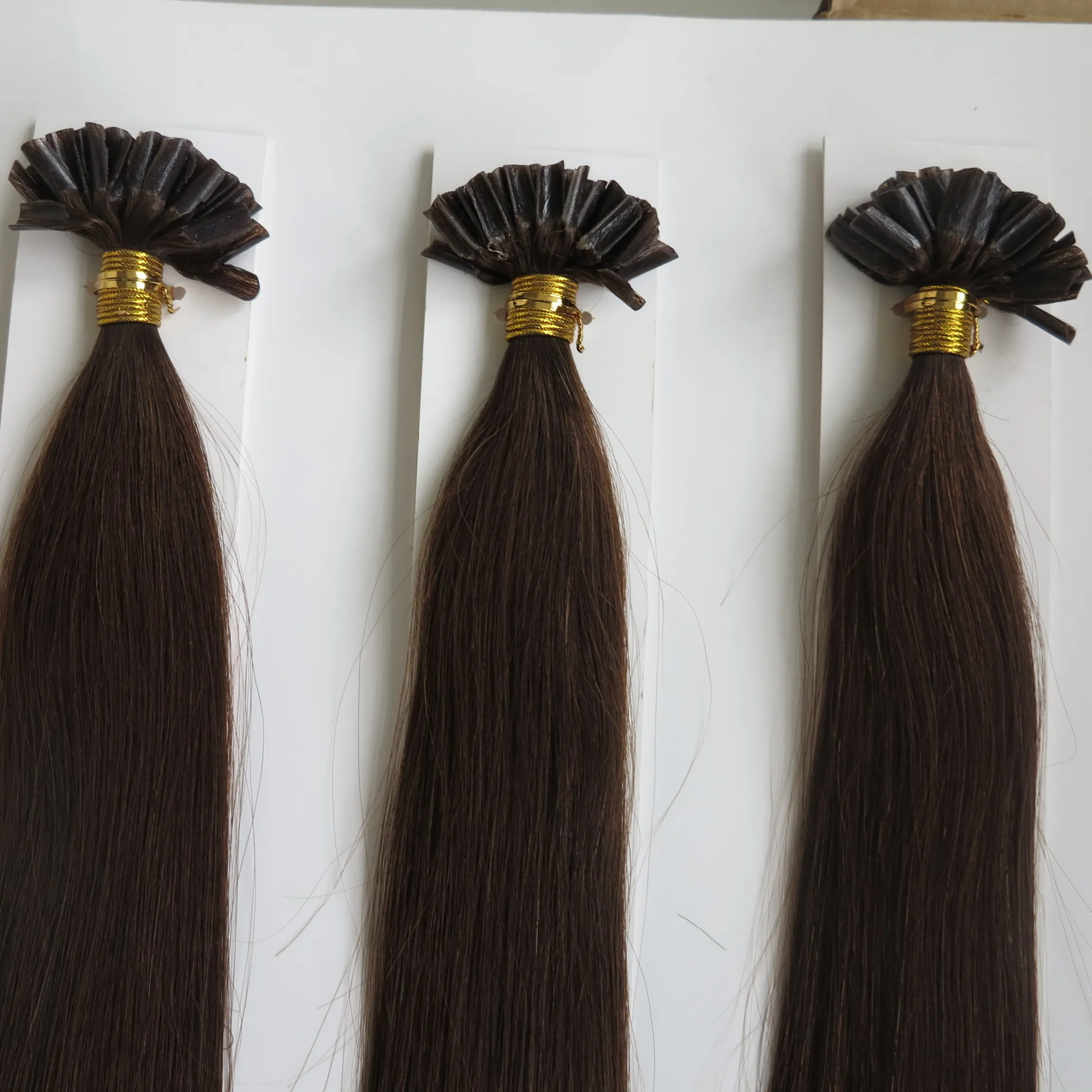 18 "20" 22 "24" 50g Naturlig keratinkapsel Förbabonderad U / Nail Tip Hair Extension Flat Tips Hårförlängningar 8Color tillgängliga