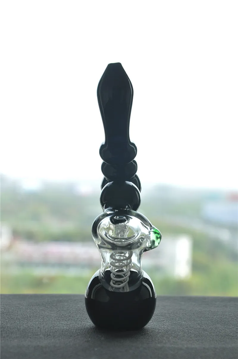 Mini Black Glass Bong Bubber Water Pipe Art Oil Rigs Hookah in zeer stevig glas 18 cm Heiight