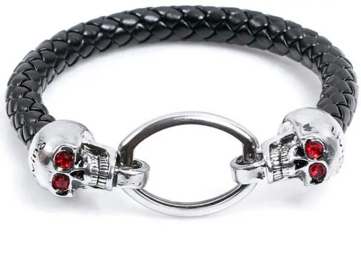 Европейский красный кристалл Глаз Дракона Шарм браслет плетение кожаный браслет манжеты браслеты панк ювелирные изделия для мужчин