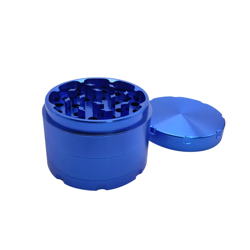 a luz de prata azul suave e durável 4 camadas 63mm moedor de liga de alumínio do metal Herbal Tabaco para fumar