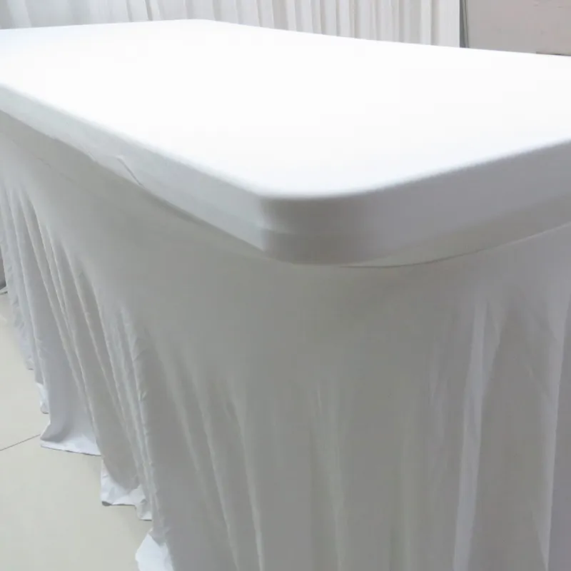 A 6FT*29'' Luxury Lycra Rectangle Natural Fall Swag White Table Cloth For Wedding Decoration For 