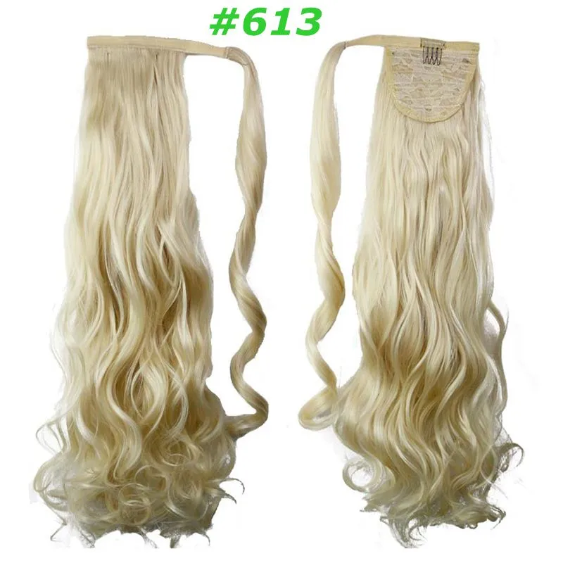 Clip Ponytail hair extensions synthetic Curly wavy hair pieces 24inch 120g drawsring Pony tails women fashion