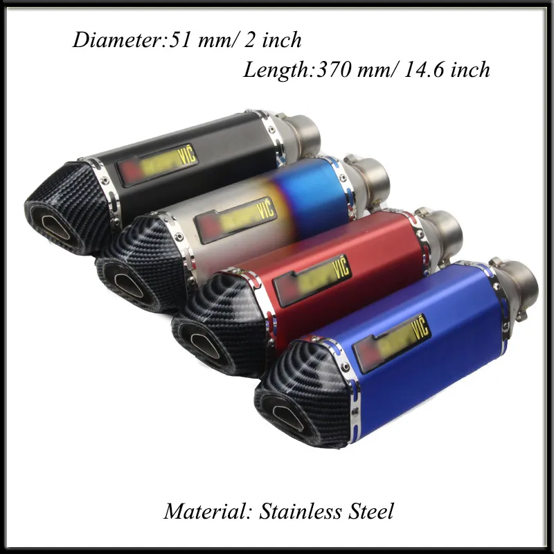 Длина 370 мм/ 14.6-дюймовый универсальный мотоцикл глушитель выхлопных газов глушитель трубы со съемным DB Killer диаметр 51 мм/ 2 дюйма