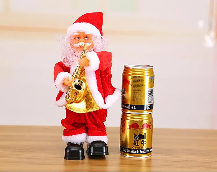 Kreative elektrische Santa Claus Singen Saxophon Puppe Santa Claus Ornamente Kinder Geschenke Dekoration Musik Tanzen Santa Spielzeug