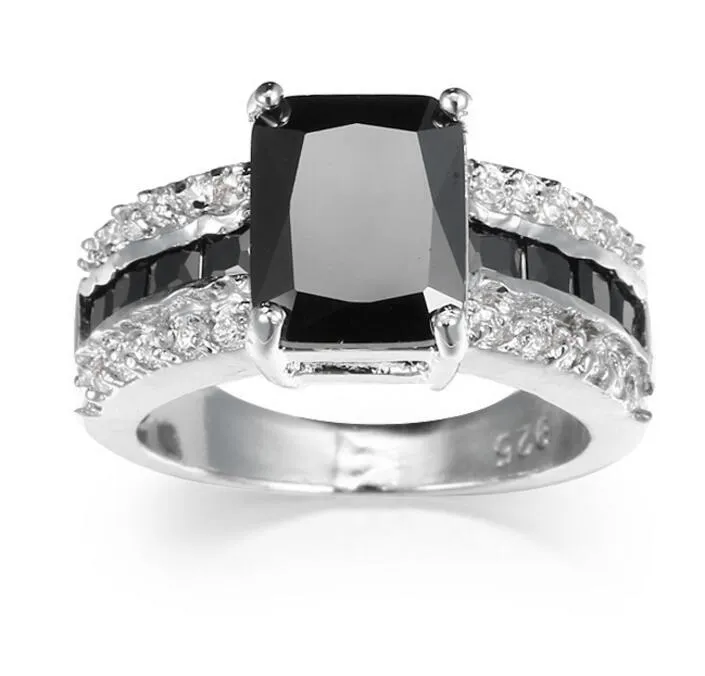 Luckyshine Mode Smycken Kvinnor Män Flera Färg Ring Kunzite Onyx Morganite Gems 925 Sterling Silver Wedding Flower Ring Partihandel