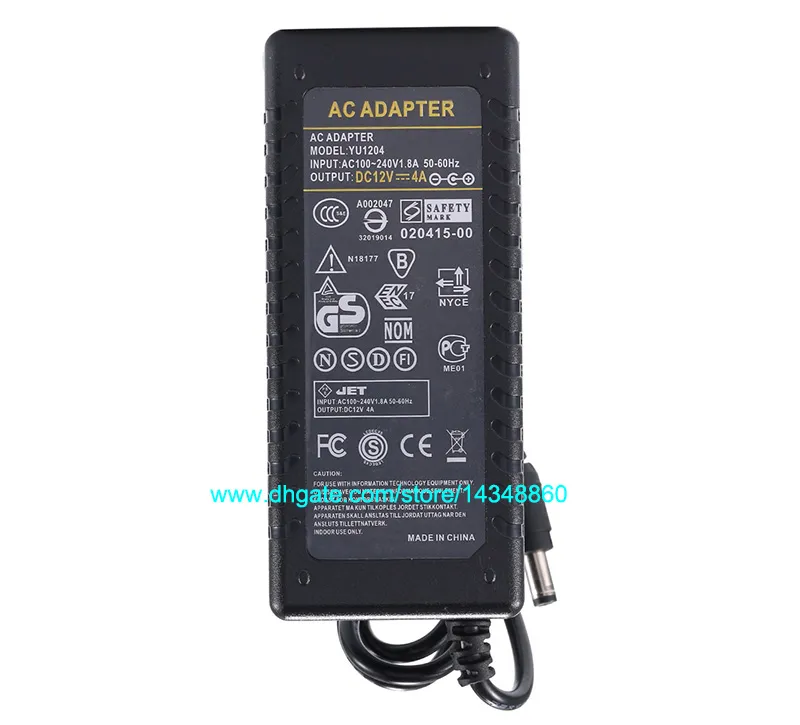 100 قطع مع ic رقاقة dc 12 فولت 4a امدادات الطاقة محول ل 5050 3528 led جامدة قطاع ضوء العرض lcd monitor + أسلاك الكهرباء كابل