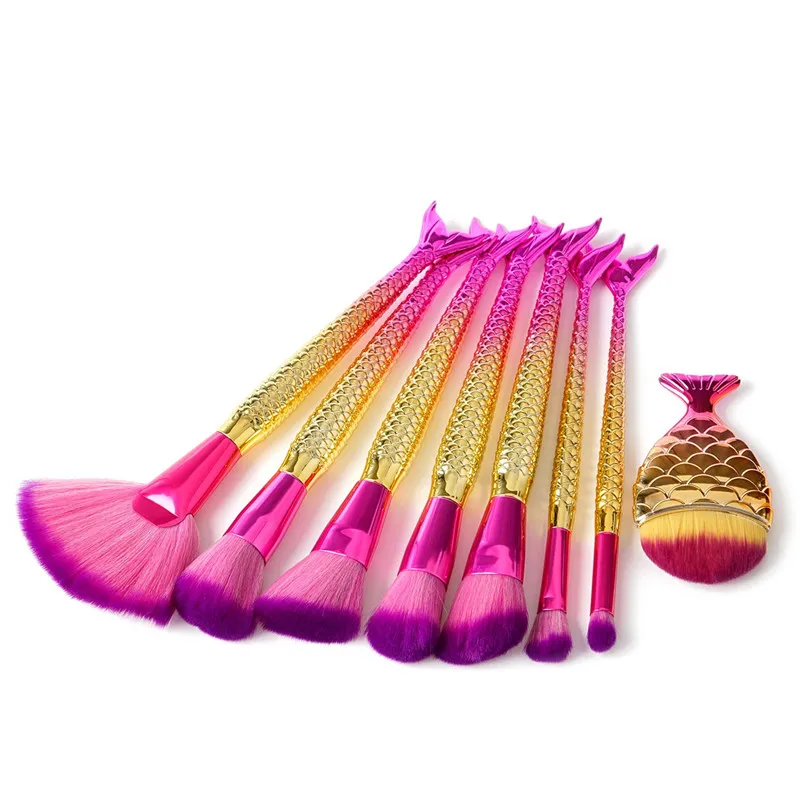 8 pçs / set seread pincéis de maquiagem conjunto maquiagem escova 3d diamante colorido espiral bling pincéis de fundo em pó blush kit de escova glitter