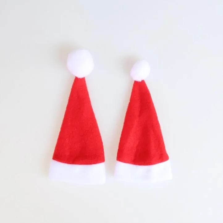 크리스마스 모자 칼 붙이 홀더 포크 스푼 포켓 크리스마스 장식 가방 나이프 포크 세트 커버 크리스마스 용품 미니 산타 모자