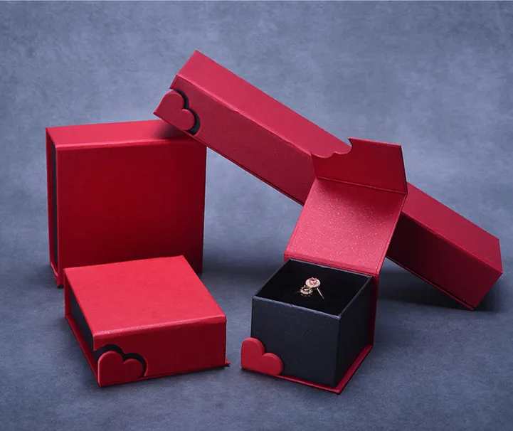 High Quality Heart Jewelry Box For Necklace Earrings Ring Bracelet Bangle Pendant Packaging Express My Love Velvet Inside Magnetic Close