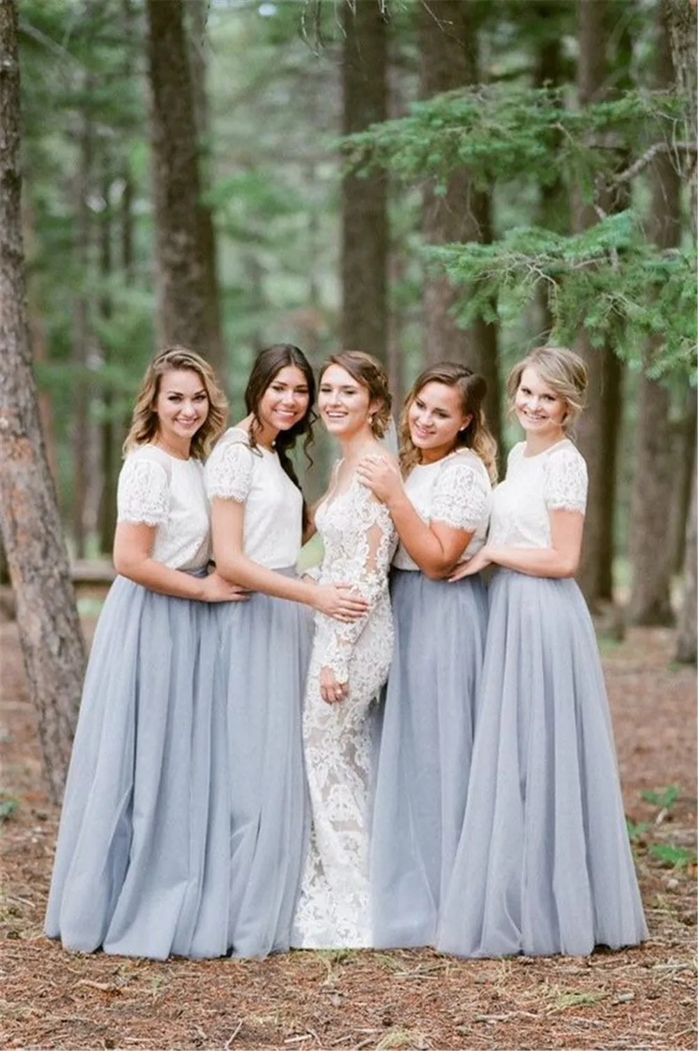 Chão comprimento 5 camadas tulle dama de honra vestidos azul saia para festa de casamento giowns licitação sem blusa