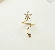 Le donne di cristallo delle stelle marine aprono gli anelli Stile dei coreani Vendita calda Prezzo di fabbrica Cute Lady Jewelry Knuckle Rings