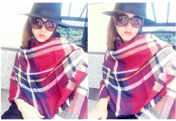 winter woman wool spinning scarf ladies double-faced Multicolored gingham checks kerchief man scarf 140*140cm free ship