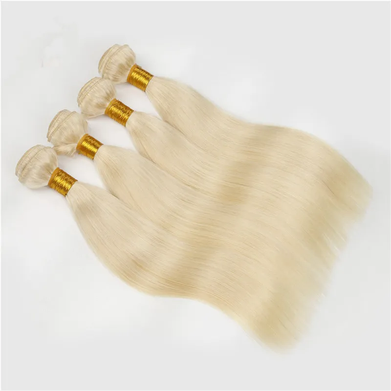 4 Stücke Lot 613 Platin Bleach Blonde Reine Malaysische Menschenhaar-webart Bundles Seidige Gerade Malaysische Blonde Menschenhaar-einschlagverlängerungen