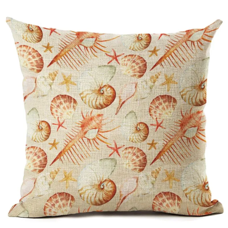 tropical fish cushion cover sea shell throw pillow case for sofa coral nautical almofada marine home decor fundas cojines