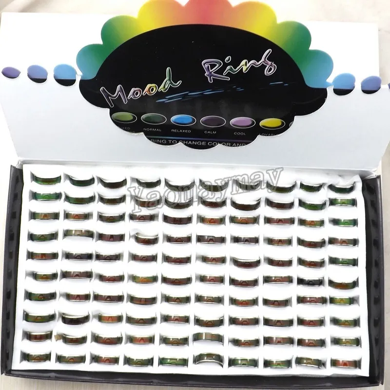 Mode Mood Rings Gratis verzending, 100 -stcs Mix maat Moodring verandert van kleur van temperatuur