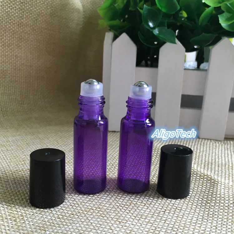 Bouteilles à roulettes en verre colorées de 5 ml en gros avec boule en métal pour huiles essentielles, aromathérapie, parfums et baumes à lèvres - Taille parfaite pour les voyages