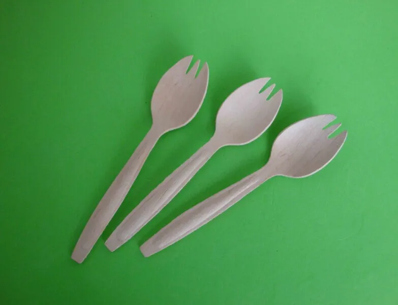 Wholesale-Grade A Mini Disposable Wooden flat edge SPOON Scoop 9.5CM dessert Spoon Flatware birch wood ice cream cake Party BBQ