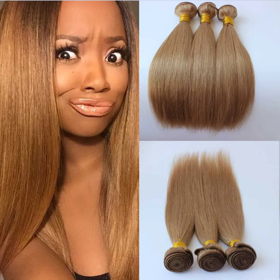 Rechte top honing blonde kleur braziliaans menselijk haar inslag 27 Peruviaanse Indiase Maleisische Cambodjaanse menselijke haar weefsel extensions 3 bundels inslag