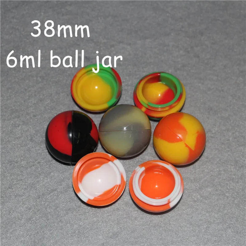 20 pz 38mm Sfera Contenitore In Silicone Barattoli Dab Box Riutilizzabile Cera Concentrata EGo Sigaretta Elettronica Colorata