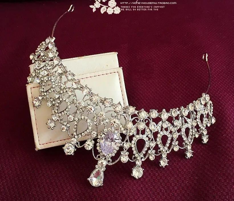 Princesse couronne diadème mariage mariée argent cristal strass cheveux accessoires bandeau bijoux casque reine couronne femmes fête bijoux