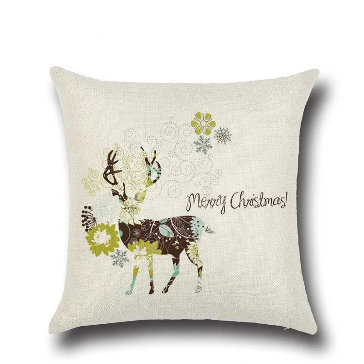 Färgglada Santa Claus Reindeer Pillow Cover Merry Christmas Pillow Case Creative Home Använd Cushion Case Bästa julklapp till barn