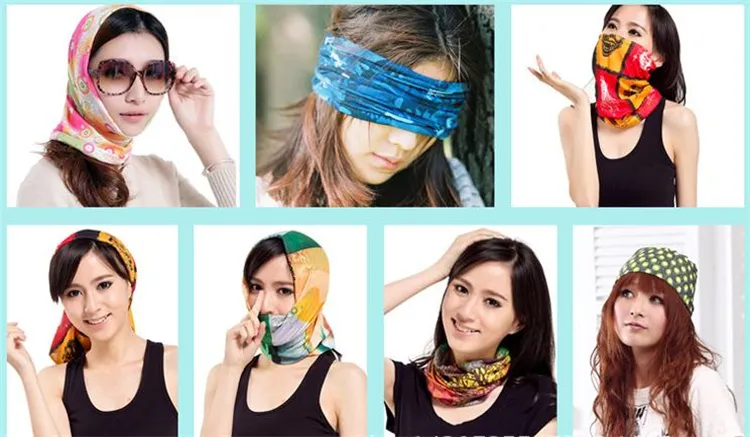 Moda Multifuncional Faixa de lenço para a cabeça esportiva Turbano solar lenços magia Véu Ciclismo Bandanas sem costura2175