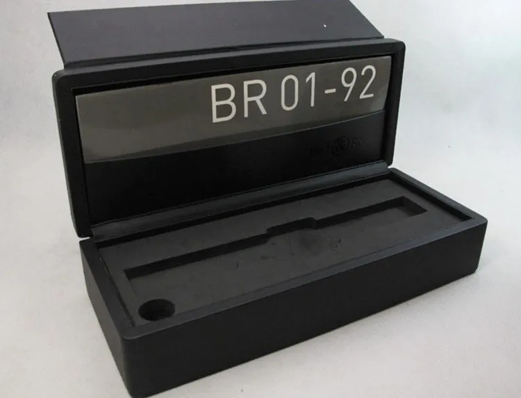 Black Leather Rectange Luxury BR01 92 B&RS Wristwatch Storage Box Card