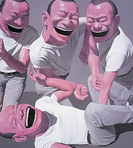 Männer von Yue Minjun Handgemalte Kunstölgemälde auf Leinwandmuseum Qualität in der Multi-Größe gewählt