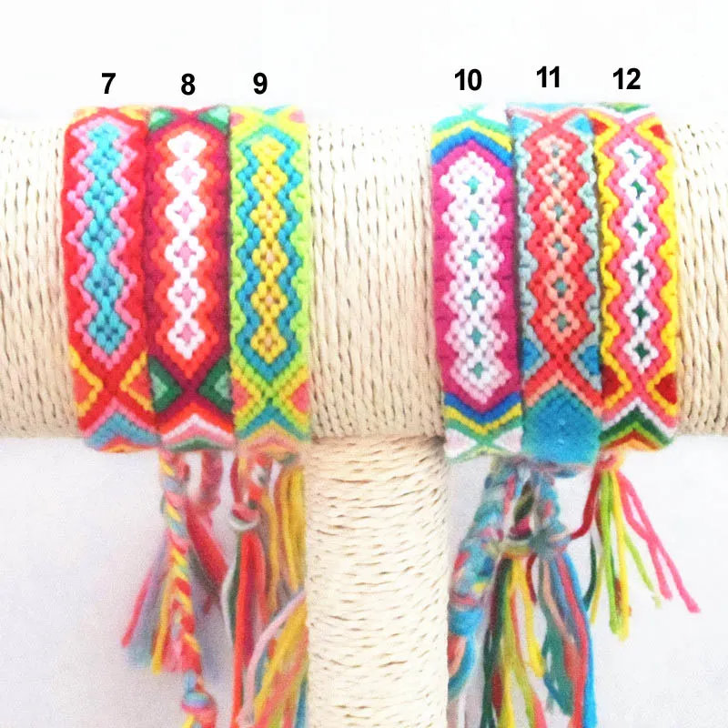 Hot Selling Vintage Mode Hippy Boho Surf Polsband Dames Sieraden Armband Regenboog Handmde Katoen String Touw Vriendschap Armband