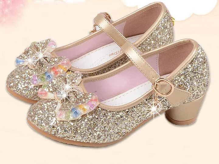 Nya Barn Princess Pearl Beading Sandals Barn Blomma Bröllop Skor Högklackat Klänning Skor Party Skor För Flickor Rosa G946