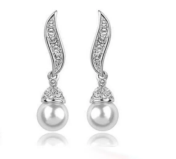 High Quality Romantic Gold/Silver Plated Freshwater Pearl Angel Wings Necklace/Stud Earrings Bridesmaid Jewelry Sets For Women