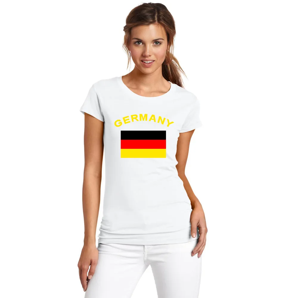 Allemagne Fans Cheer Drapeau T-Shirts Été 2016 Football Européen Sports Fitness Gym Allemagne Nationa Drapeau T-shirts Pour Femmes