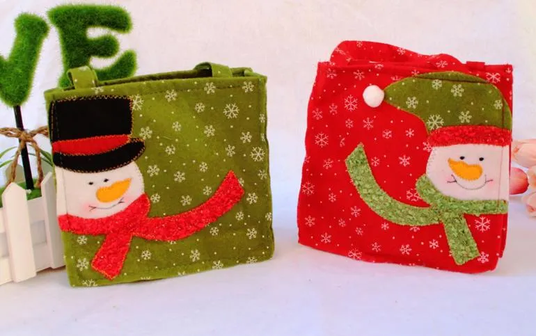 Christmas Snowman Santa Claus Candy Gift bag Treat Bags Kids Present Wrap favors Bag party Holiday decor red Gift Wrap festive supplies