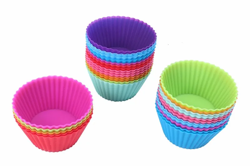 Round Silicone Muffin Cup Cases Cake Cupcake Baking Moulds 7cm Reusable & Nonstick Muffin Cups Kitchen Gadgets Tools