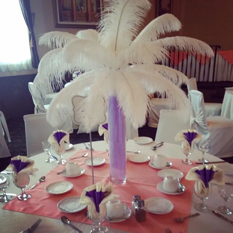 50 unids/lote 6-26 pulgadas pluma de avestruz penacho blanco mesa de fiesta de boda centro de mesa decoración de escritorio decoración de Navidad de felpa