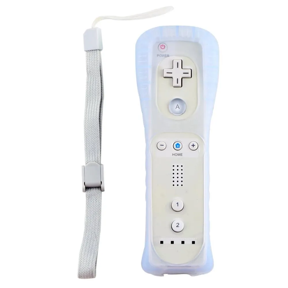 Game Motion Plus Remote Nunchuck Controller Wireless Gaming Nunchuk Controllers with Silicon Case Strap for Nintendo Wii Console