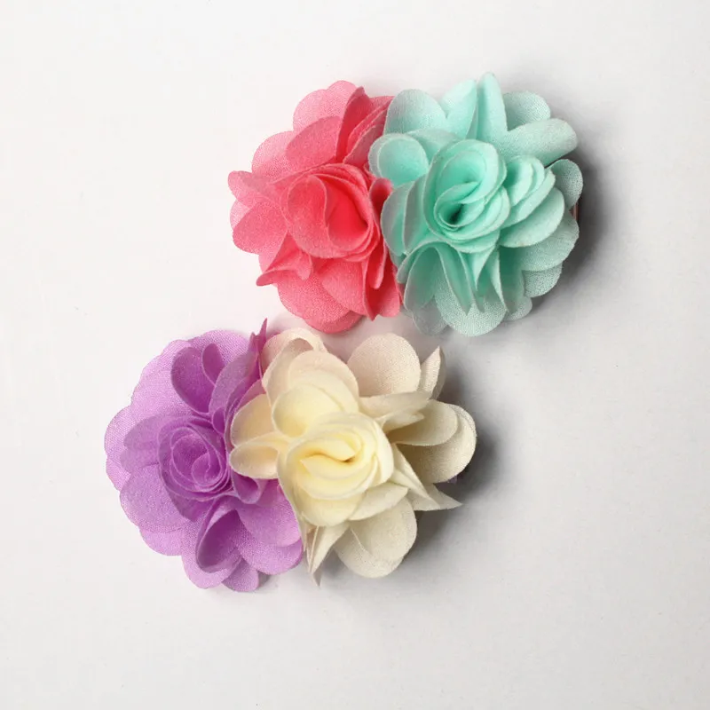 20pc/lot Cute Double Floral Hair Clips Lovely Baby Kids Hairpin Chiffon Felt Flower Girls New Arrival Barrettes Autumn Style