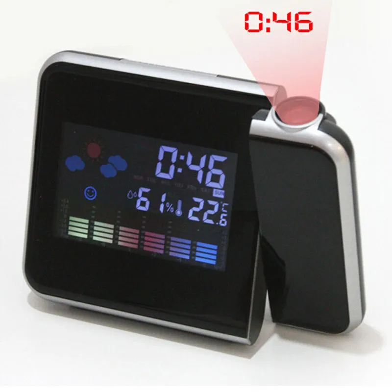 Led. Time Projector Digital LED Display Projector Battery Powered Time Alarm Clock Weather ...
