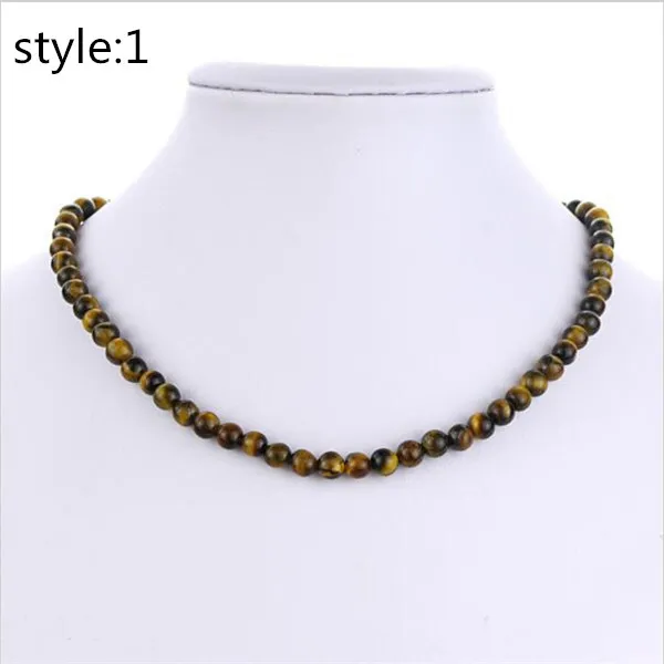 45 cm / 18 inch ketting 7 kleuren 6mm natuurlijke tijger oog steen kralen ketting mode-sieraden voor vrouwen