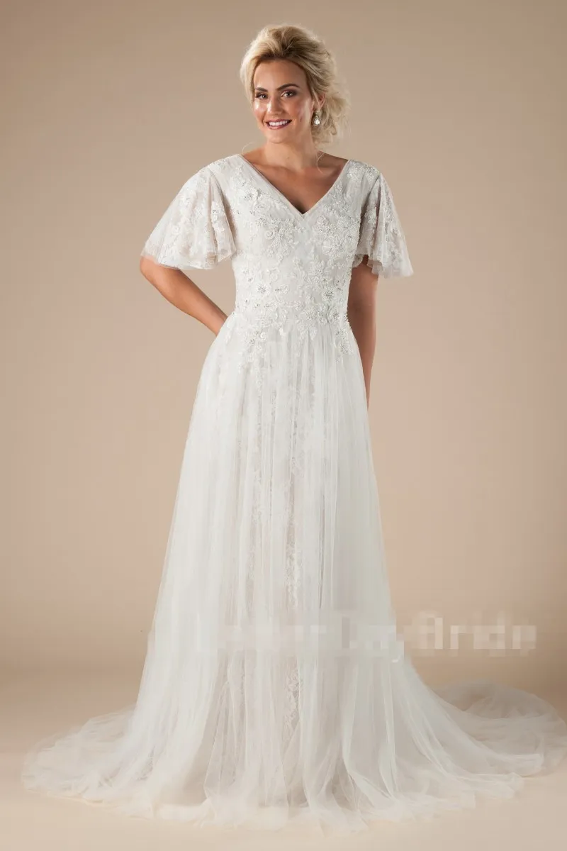 slim fit dress slacks Luxury High Neck Modest Long Sleeve Vintage-Inspired Lace Wedding Gown Plus Size Size 16 main image 0