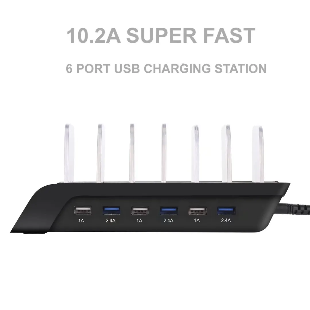 Station de chargement USB universelle à 6 Ports, pour tablette de bureau, Smartphone, Hub multi-appareils, Dock de chargement 1021954