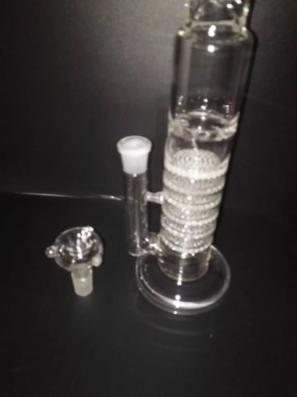 H38CM D:5CM. Glass bong Handy Water Pipe 7 Layer is blue
