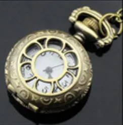 fashion 12 style Ladies Hollow Pocket Watch Charm Pendant Necklace Unisex Necklace Pocket Watch