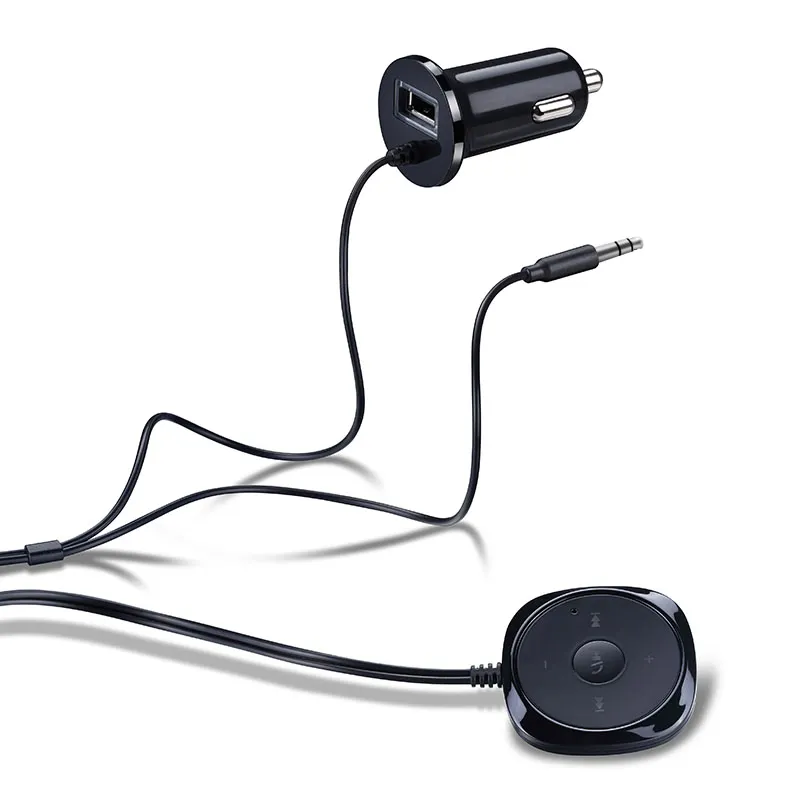 Support Siri mains sans fil Bluetooth kit de voiture 3 5mm AUX Audio récepteur de musique lecteur mains haut-parleur 2 1A USB chargeur de voiture 289C