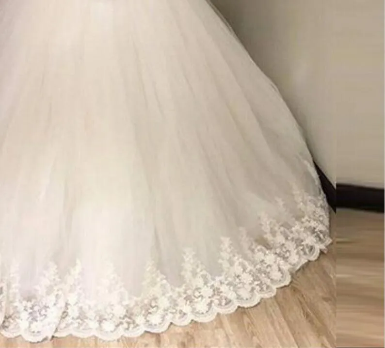 Strapless Sweetheart Sexy New Ivory Beaded Pearls Applique Tulle Ball Gown Wedding Dress vestidos de noiva Bridal Gowns Wedding Dr9509439