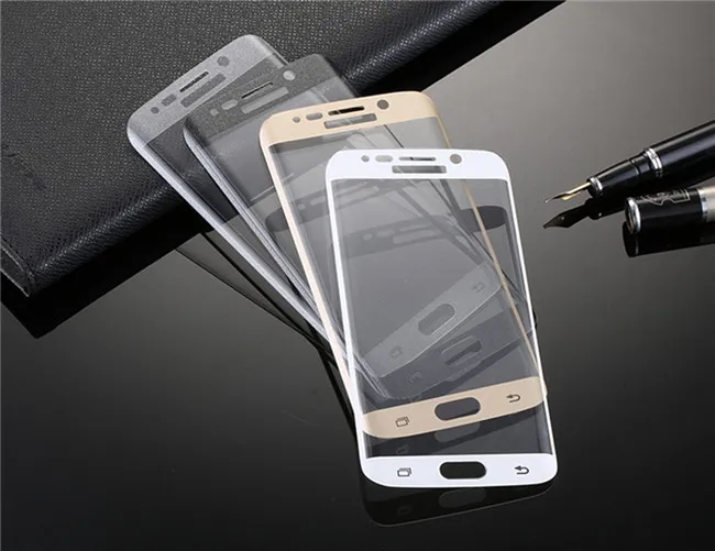 0,2 mm 3D Curved Full Screen Protector for Galaxy S6 Edge S7 Temperat glas för S6 Edge Plus med Retail Box