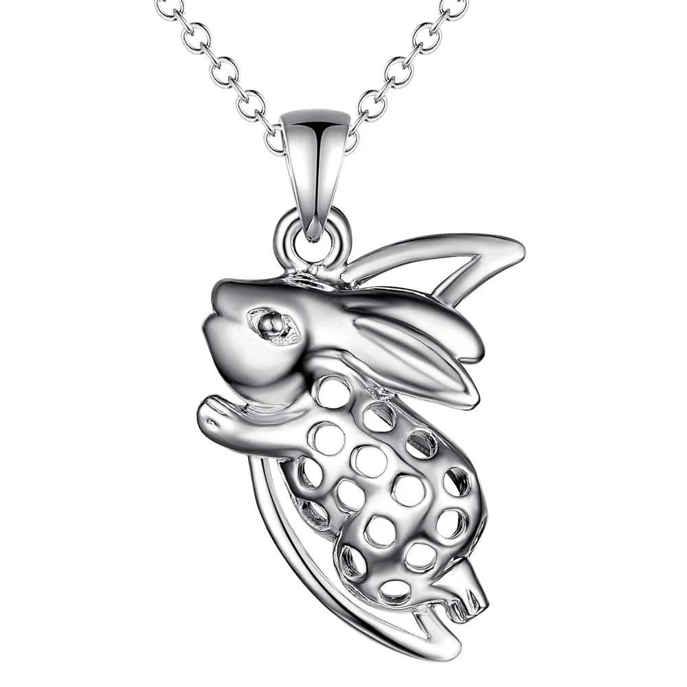 925 Silber Kaninchen Anhänger Halskette Tierkreis Modeschmuck niedlich Geburtstagsgeschenk Top-Qualität kostenloser Versand heiß